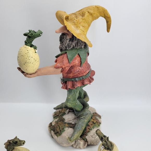 VTG RARE Piece Bernard Pearson 1989 Gnome/ Dragon eggs hatching Sculpture Signed - Picture 4 of 11